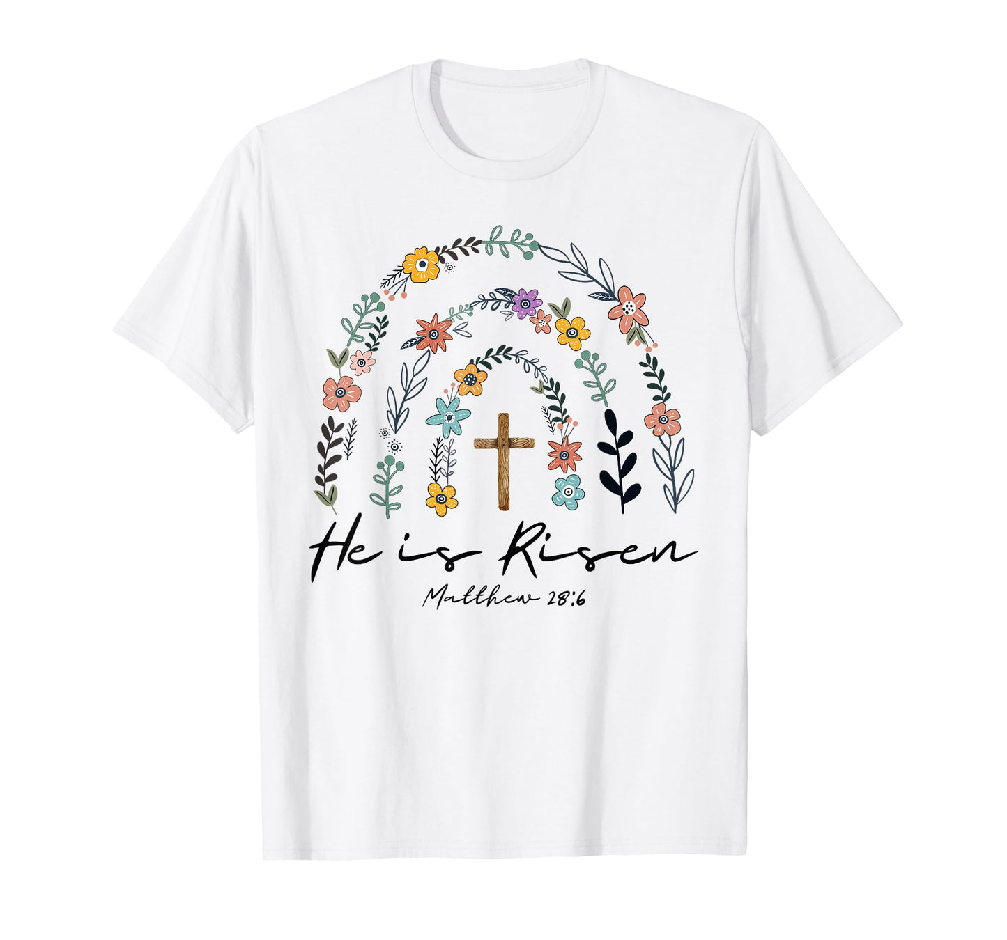 He Is Risen Spring Floral Rainbow Easter Christian Women Kid T-Shirt