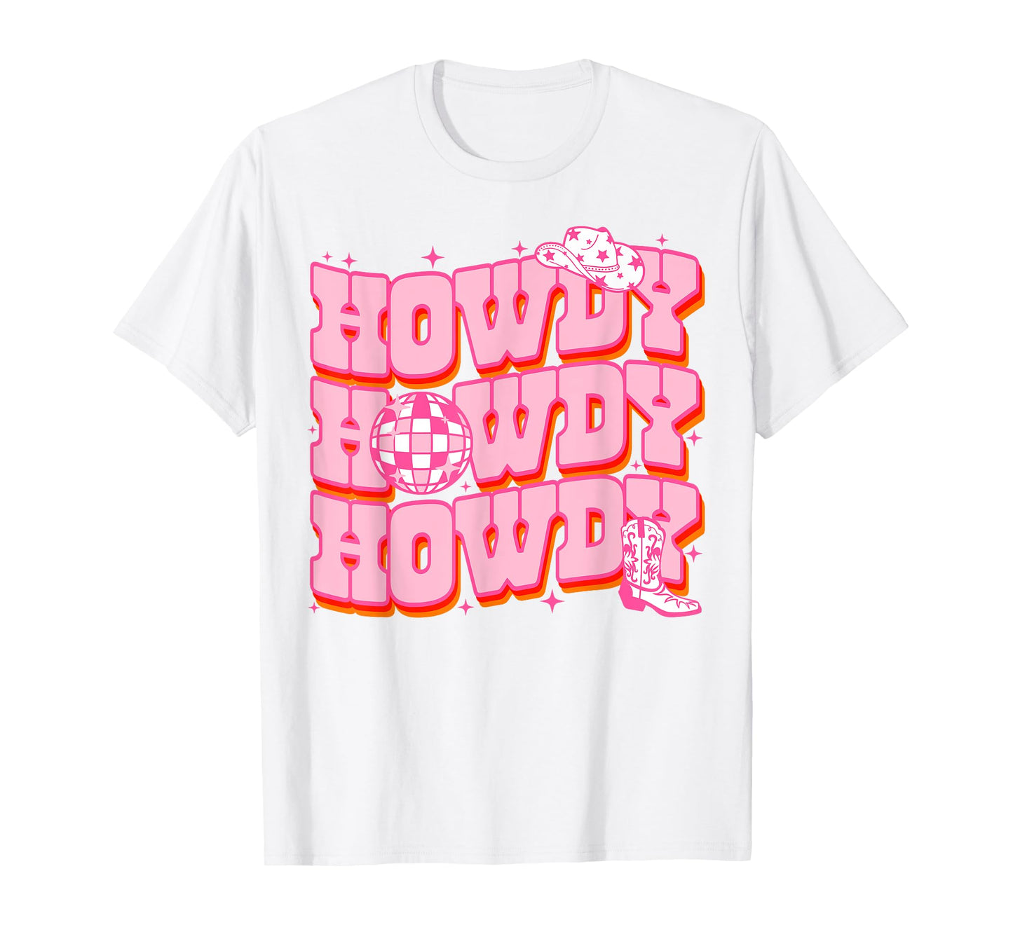 Howdy Southern Western Girl Country Rodeo Pink Cowgirl Disco T-Shirt