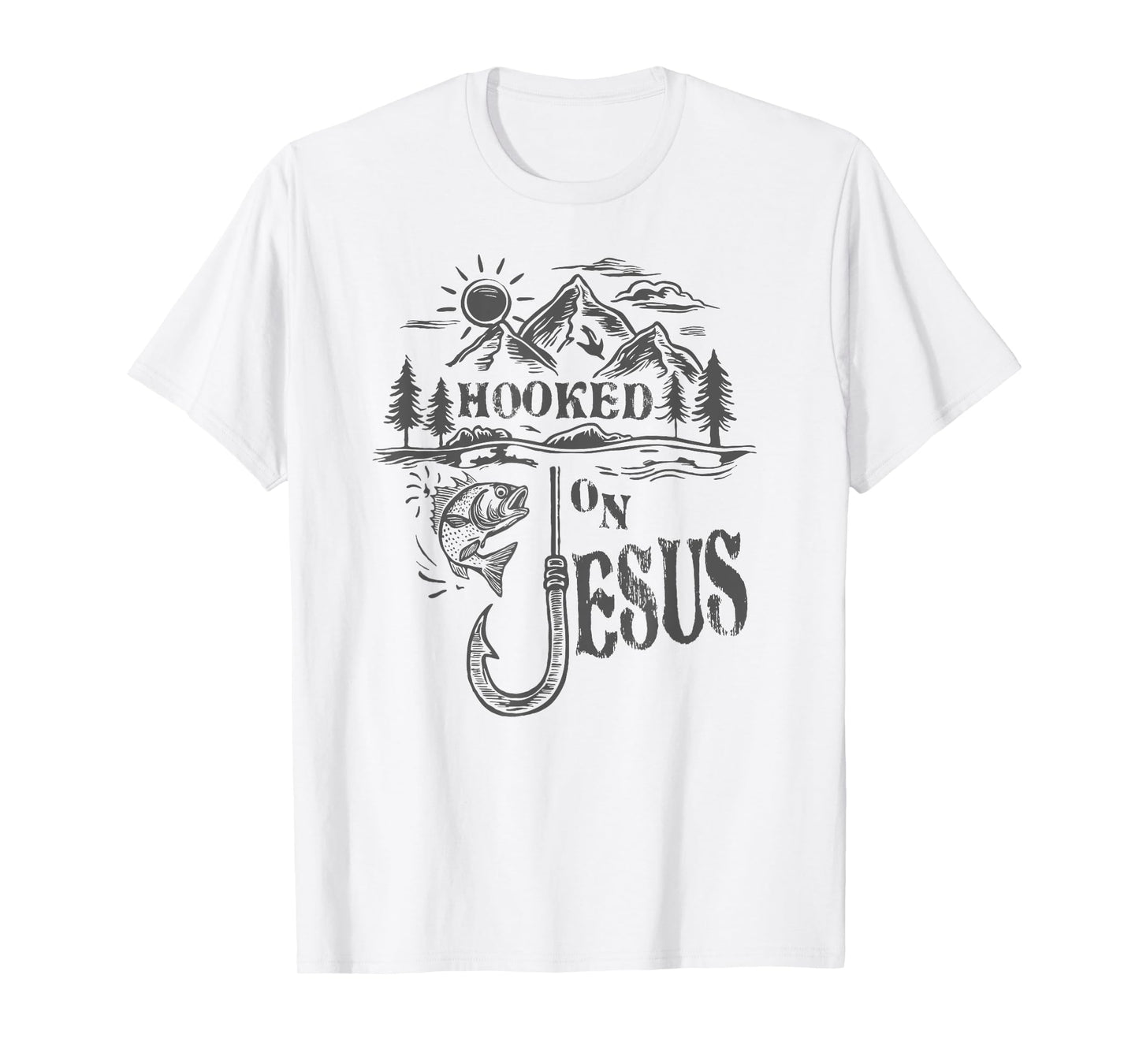 Hooked on Jesus Christ Faith Hope Love Christian T-Shirt