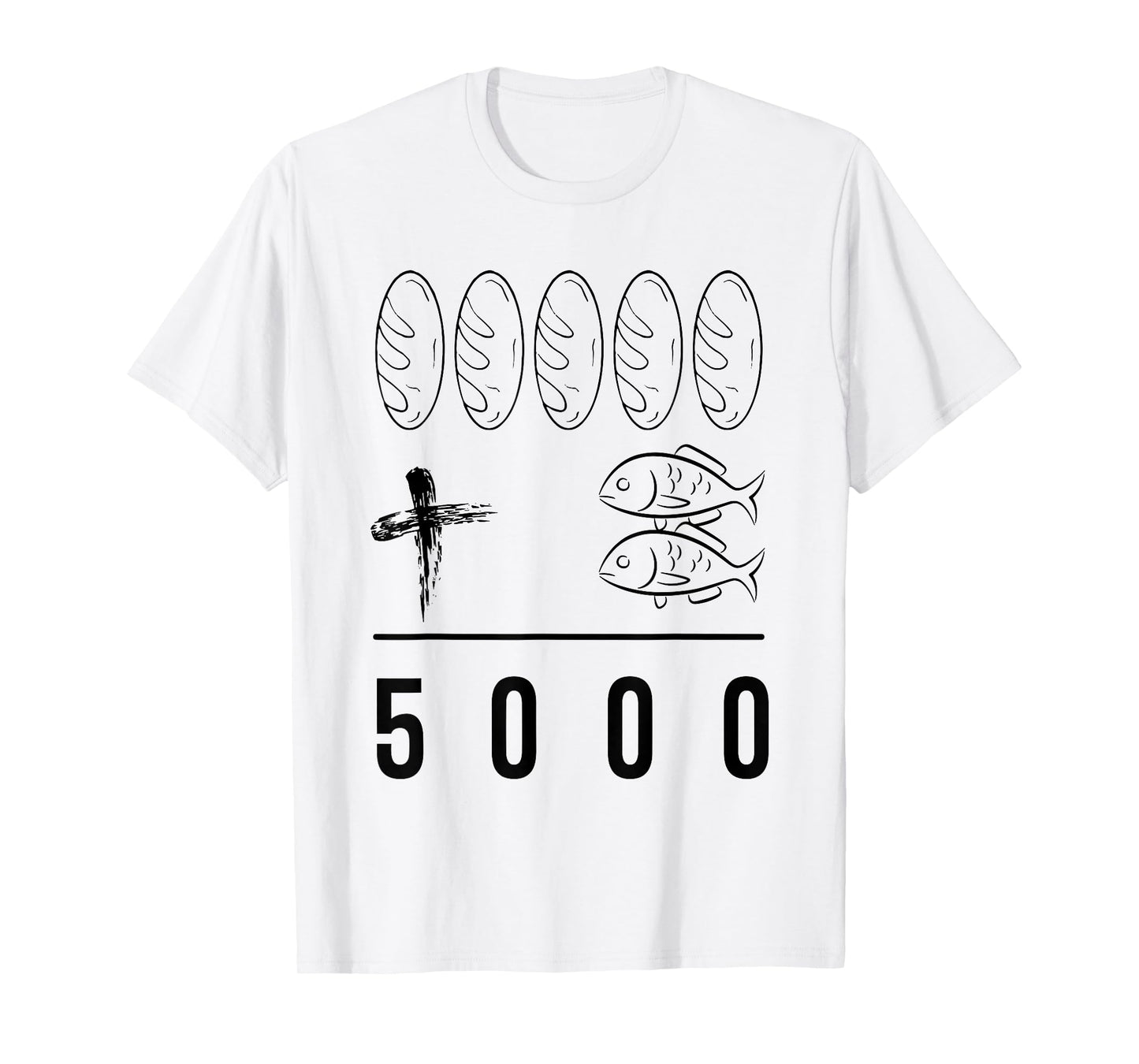 Retro Five Loaves Plus Two Fish Equals 5000 Christian T-Shirt