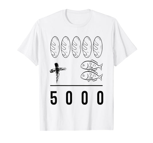Retro Five Loaves Plus Two Fish Equals 5000 Christian T-Shirt