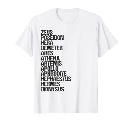 Agema Apparel Unisex-Adults Greek Mythology T-Shirt, White, Small, Short Sleeve
