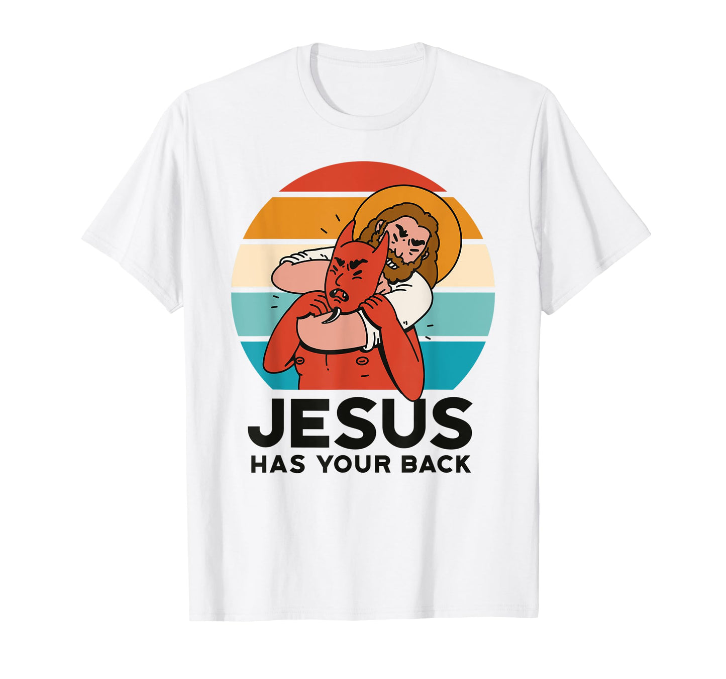 Jesus Has Your Back The Devil Sunset Graphic Funny Christian T-Shirt