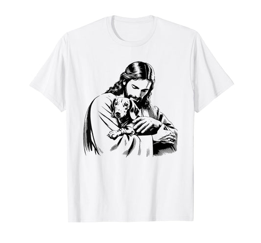 Jesus Dachshund Dog - Funny Christian Religious Dog Lover Men Women Kids T-Shirt