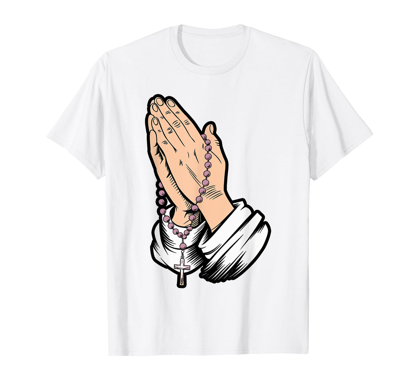 Rosary Praying Hands Faith Religious Christian Catholic T-Shirt