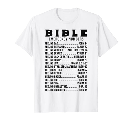 Bible Emergency Numbers Scripture Quotes TShirt Men Women T-Shirt