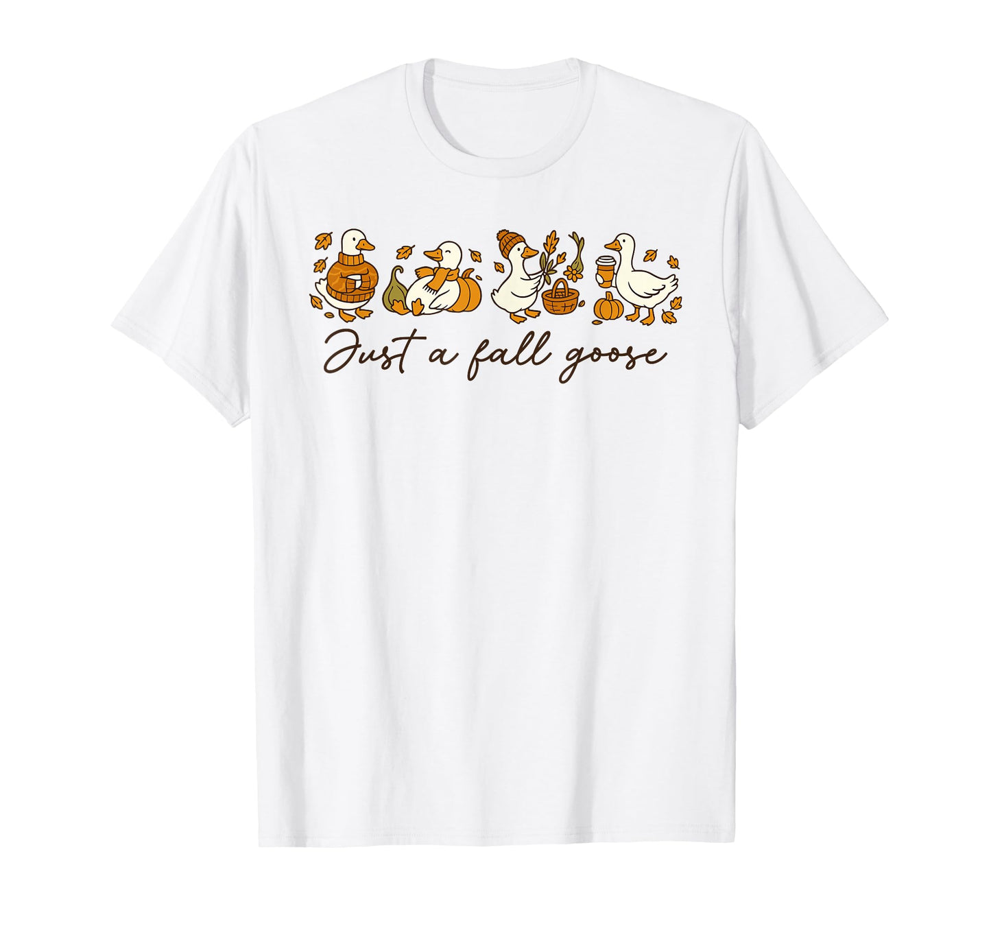 Just A Cozy Goose Fall Vibes Autumn Pumpkin Funny Cozy Goose T-Shirt