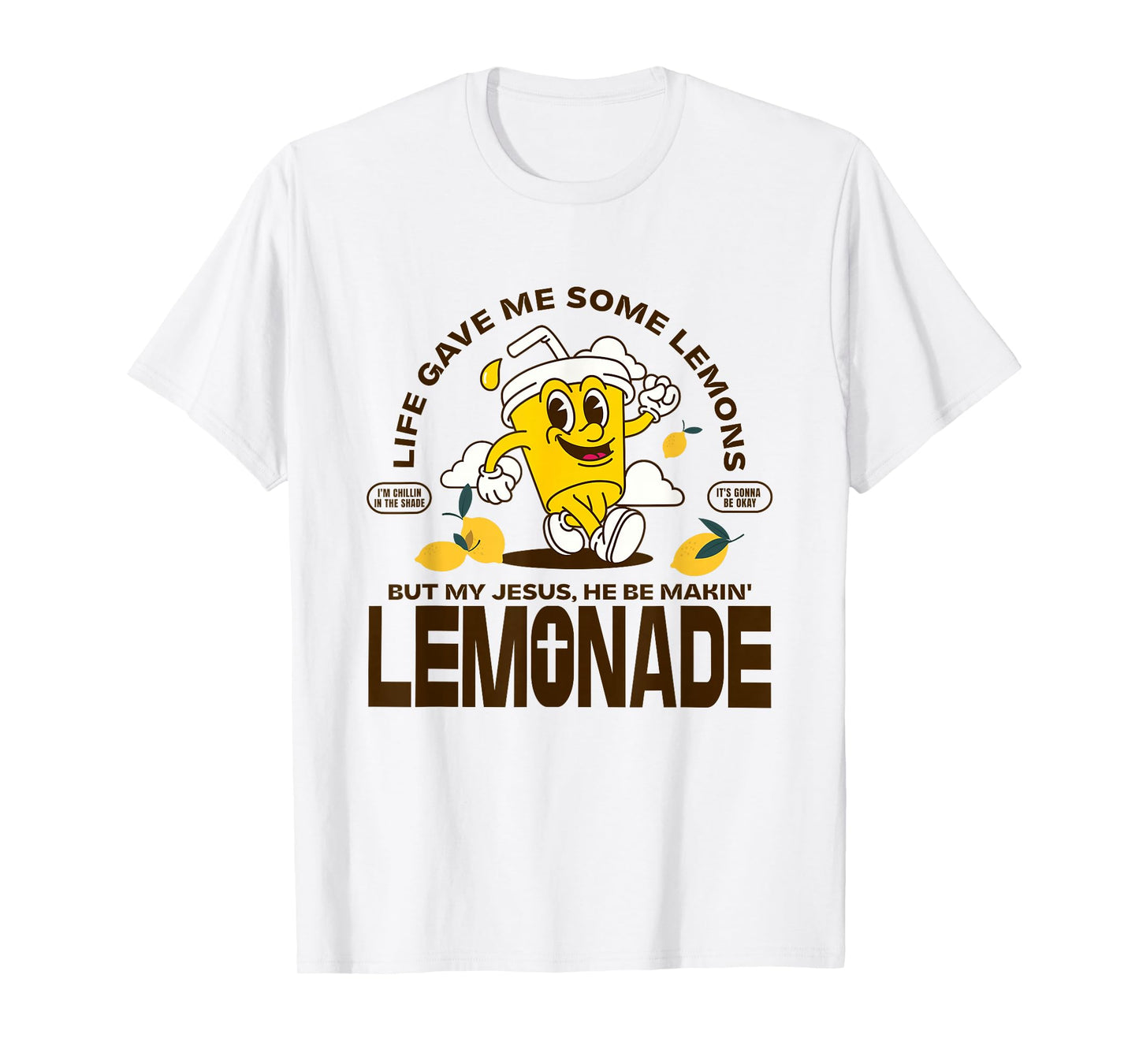 Jesus Making Lemonade Cute Retro Mascot Christian Faith T-Shirt