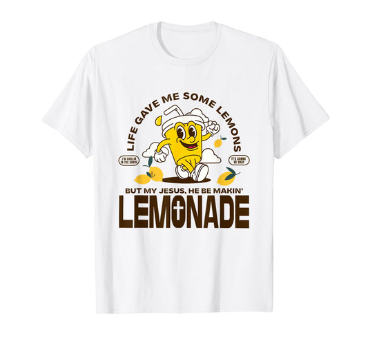 Jesus Making Lemonade Cute Retro Mascot Christian Faith T-Shirt
