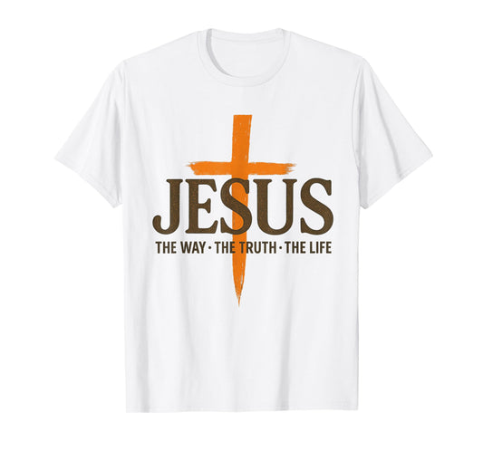 Jesus The Way Truth Life with Christian Cross T-Shirt