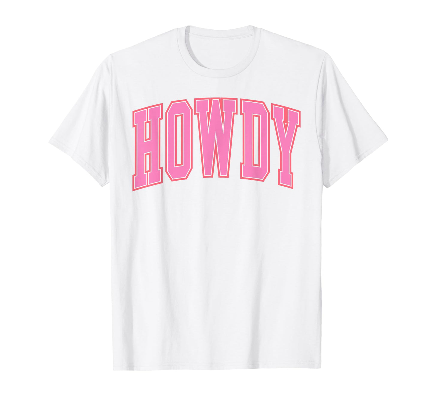 Preppy Cowgirl Varsity Pink Howdy Western Women Girls T-Shirt