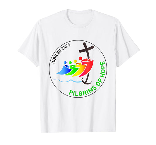 Catholic Jubilee 2025 Stained Glass Pilgrims Of Hope T-Shirt