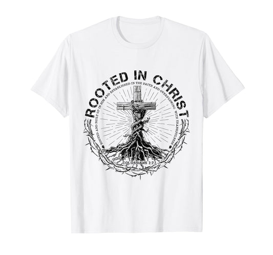 Vintage Rooted in Christ Jesus Bible Verse Christian T-Shirt