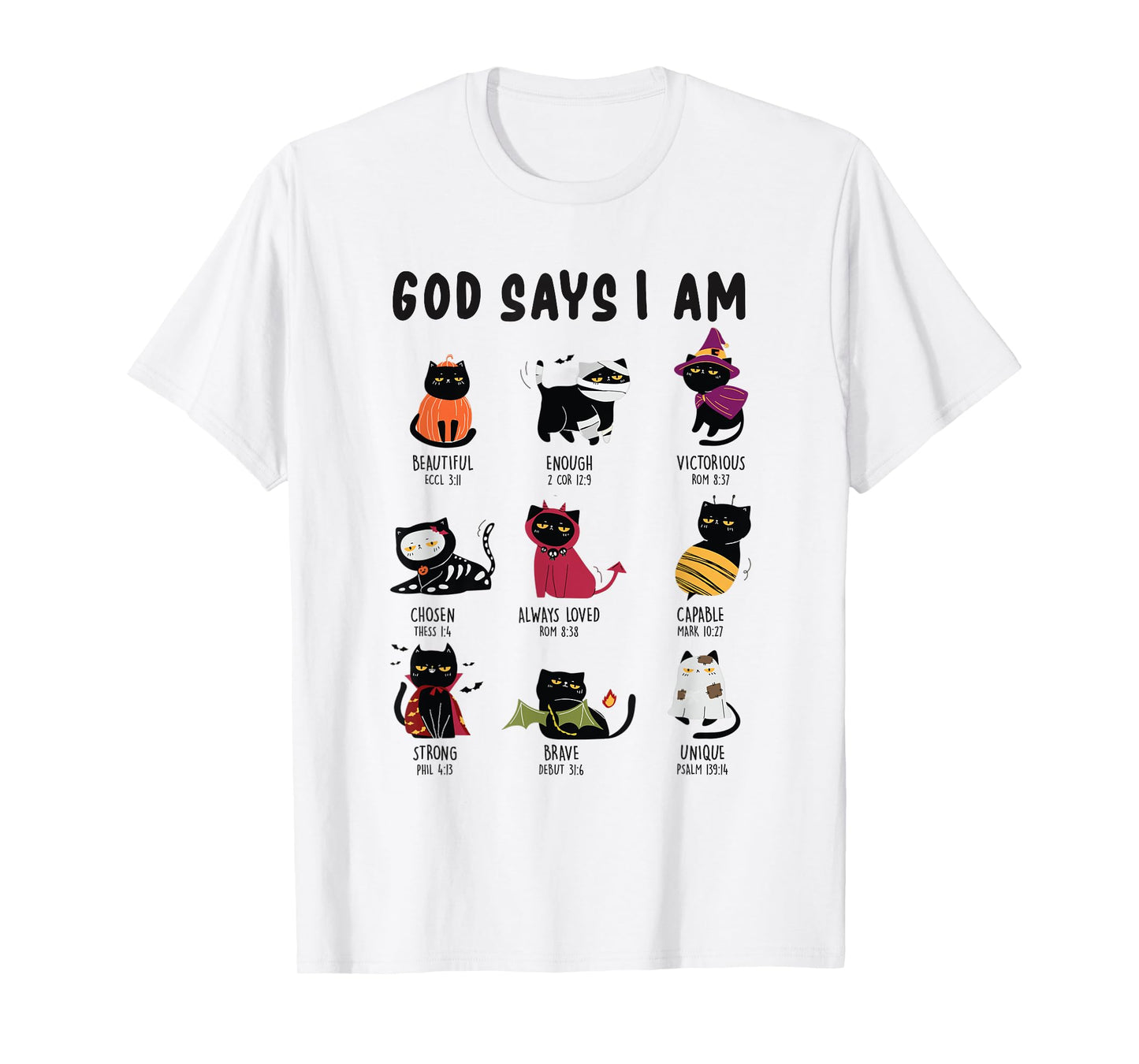 Cute God Says I Am Cat Lover Funny Christian Halloween Kids T-Shirt