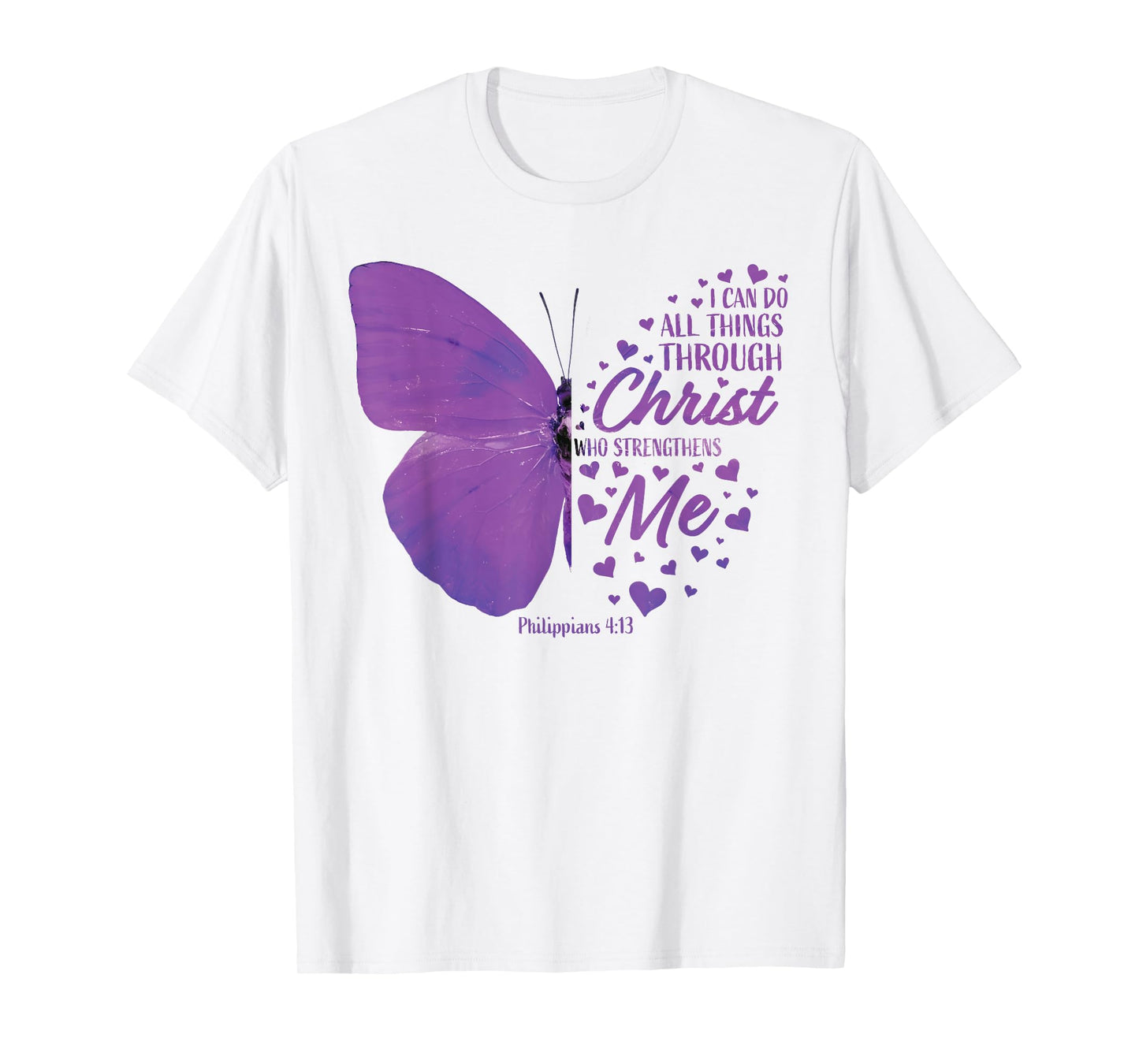 Philippians 4:13 Christian Bible Verse Gifts Women Butterfly T-Shirt