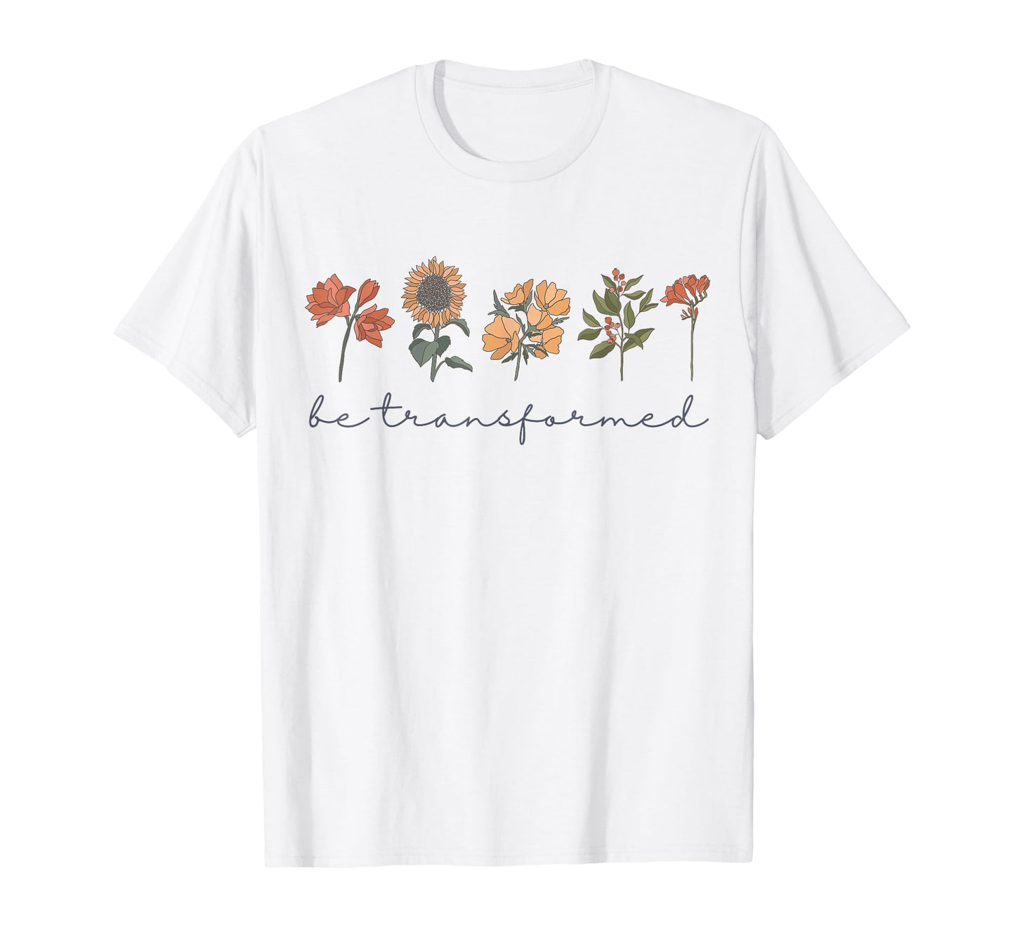 Romans 12:2 Scripture Christian Bible Faith Boho Wildflowers T-Shirt