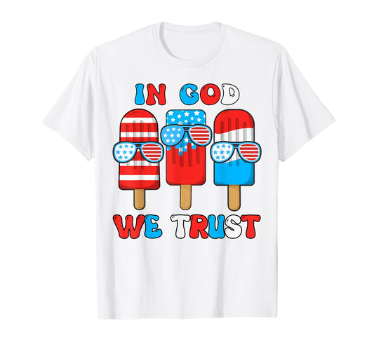 Toddler In God We Trust 4th July Popsicle Boy Son Patriotic T-Shirt