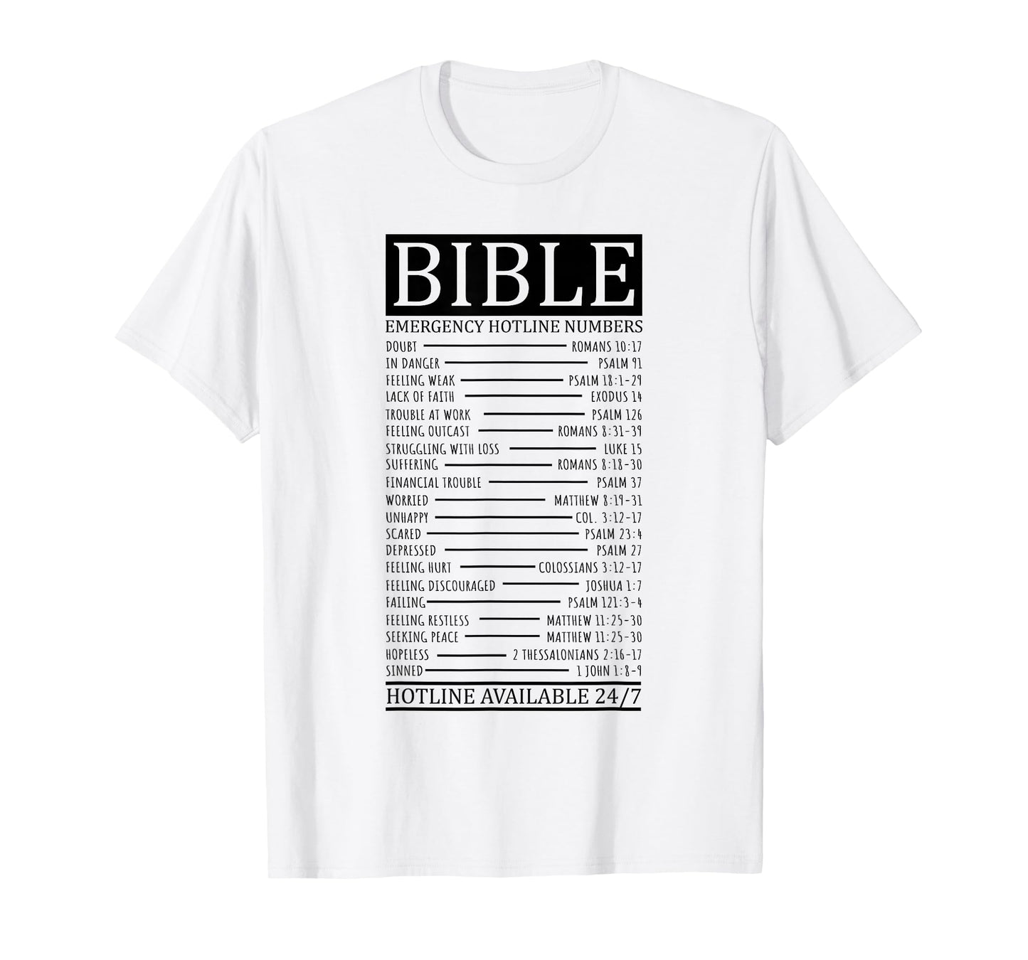 Bible Emergency Hotline Numbers | Christian T-Shirt