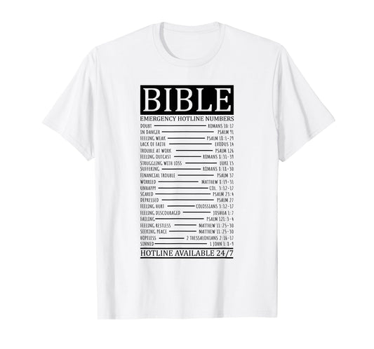 Bible Emergency Hotline Numbers | Christian T-Shirt