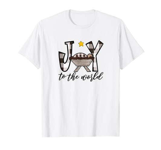 Joy To The World Baby Jesus In the Manger Christmas Design T-Shirt