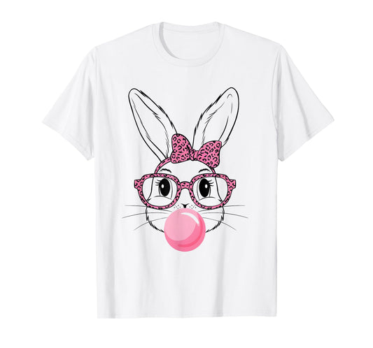 Cute Bunny Face Tie Dye Glasses Coquette Bow Easter Day T-Shirt