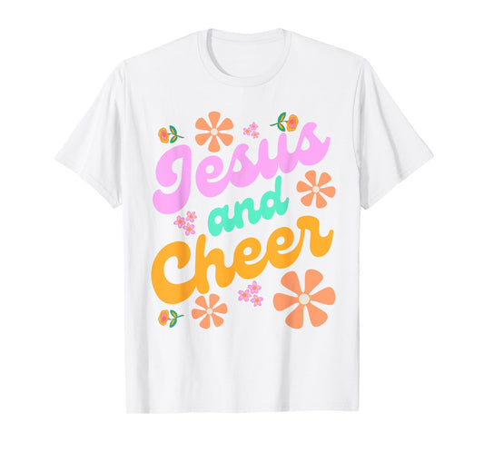 Jesus and Cheer Cheerleading Coach Funny Groovy y2k Chrstian T-Shirt