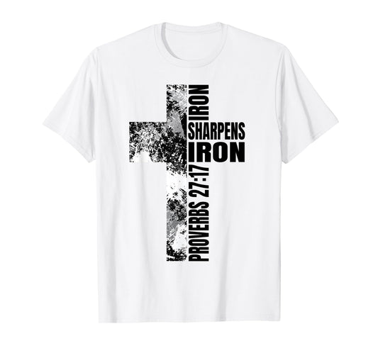 Religious Cross Iron Sharpens Iron Verse Christian Couples T-Shirt