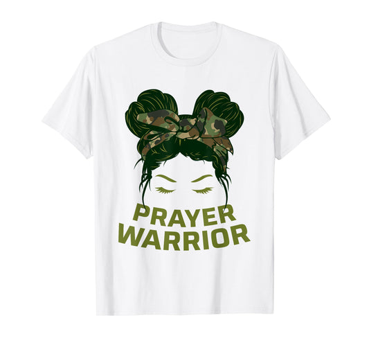 Prayer Warrior Teens Girls Camo Faith God Jesus Christian T-Shirt