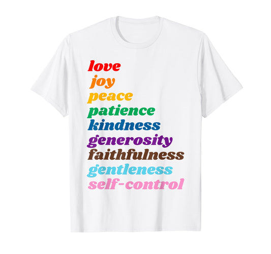 Funny Colorful Fruit Of The Spirit Love Joy Peace Patience T-Shirt