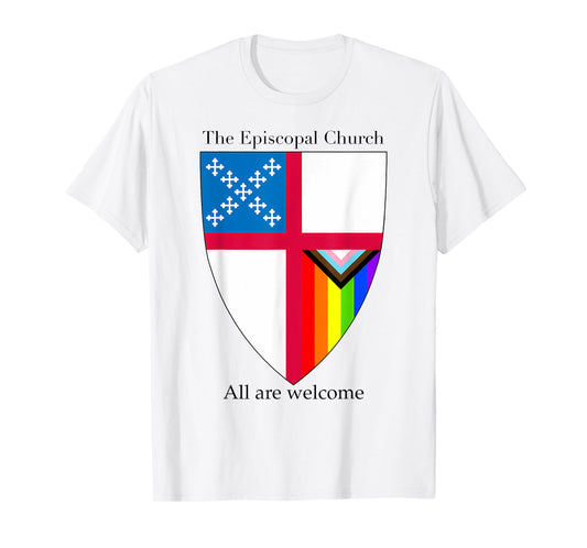 Episcopal Church Shield With Progressive Pride Flag Rainbow T-Shirt