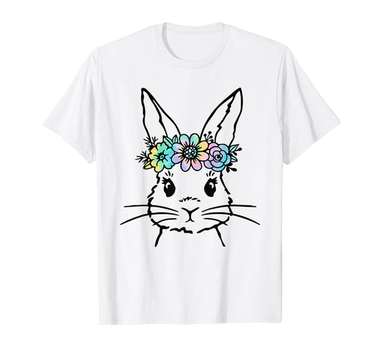 Cute Bunny Face Tie Dye Rabbit Easter Day Women Girls Kids T-Shirt