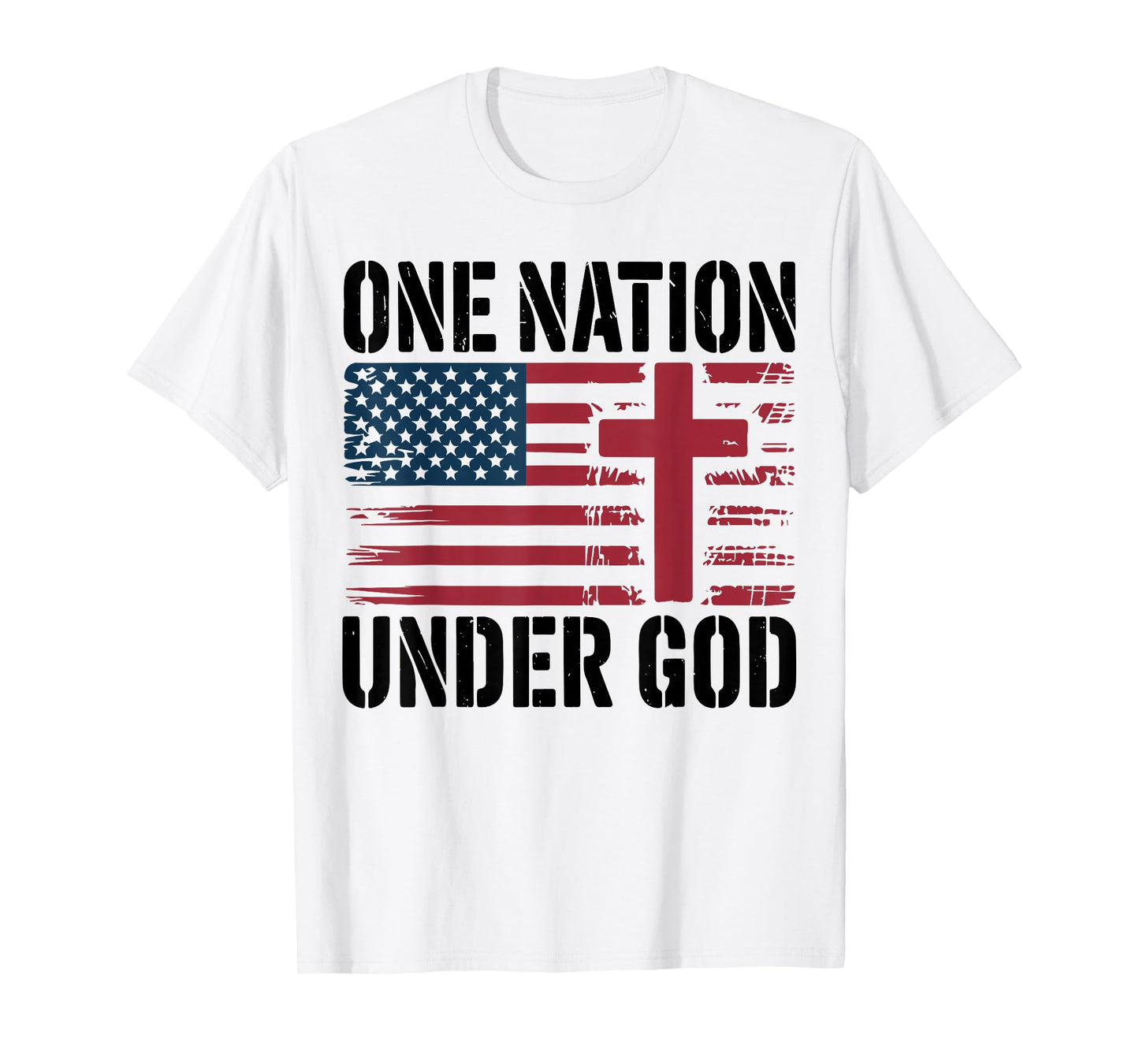 One Nation Under God American Flag Christian Patriotic Cross T-Shirt