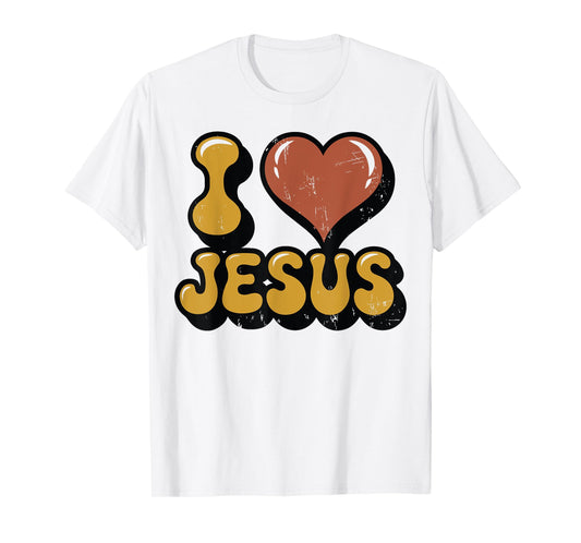 Vintage Distressed I Love Jesus I Heart Jesus Rustic Faith T-Shirt