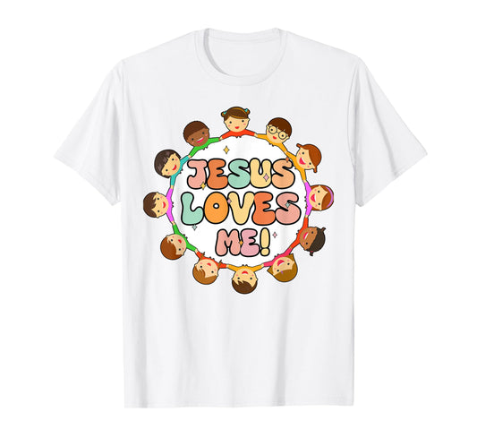 Kid Jesus Loves Me Christian Toddler Girl Women I Heart God T-Shirt