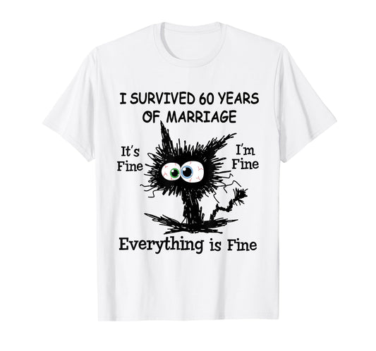 I Survived 60 Years Of Marriage Diamond Wedding Anniversary T-Shirt