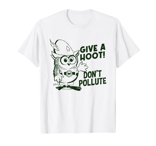 Funny Owl Pun, Don't Pollute Apparel, Give a Hoot Apparel T-Shirt