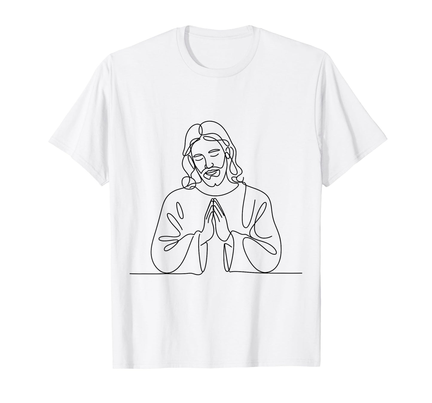 Inspirational Jesus Praying Line Art Christian Religious T-Shirt