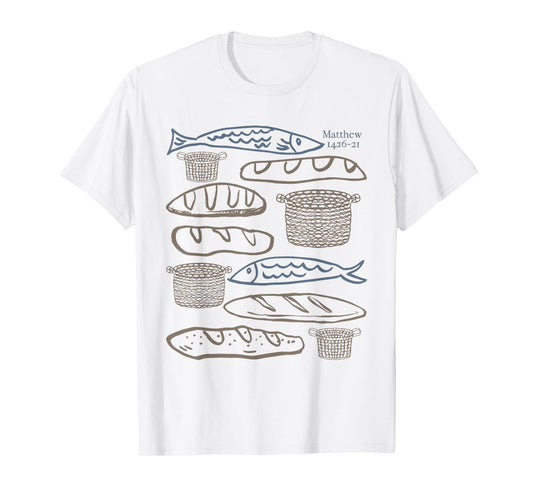 Vintage Five Loaves Two Fish Matthew Christian Bible Verse T-Shirt