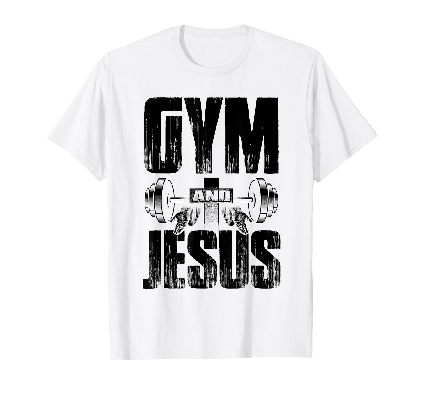 Religious Workout Gym & Jesus Barbell Lifting Weights Cross T-Shirt