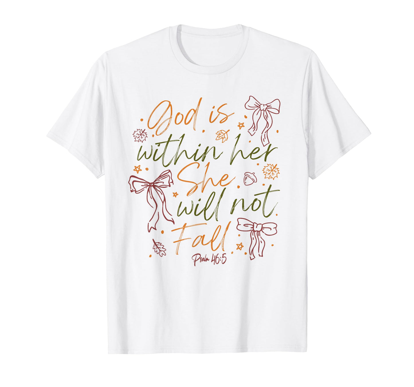 God is Within Her She Will Not Fall Preppy Bible Verse Women T-Shirt