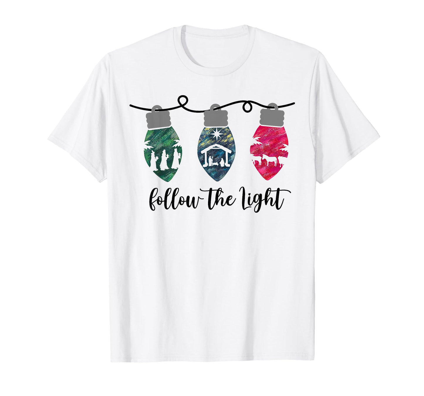 Follow the Light Christ Xmas Light T-Shirt