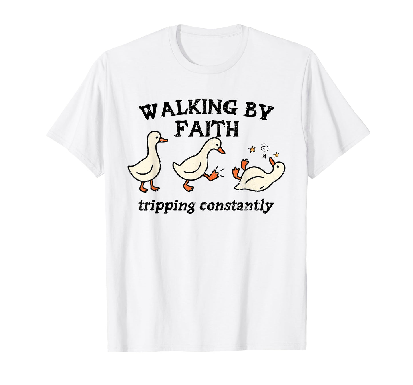 Walking by Faith Tripping Constantly Jesus Cross Christian T-Shirt
