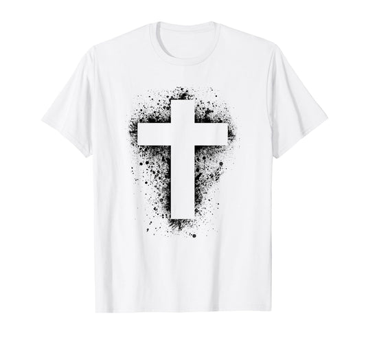 Paint Splatter, Distressed Crucifix t-shirt, cross, church T-Shirt