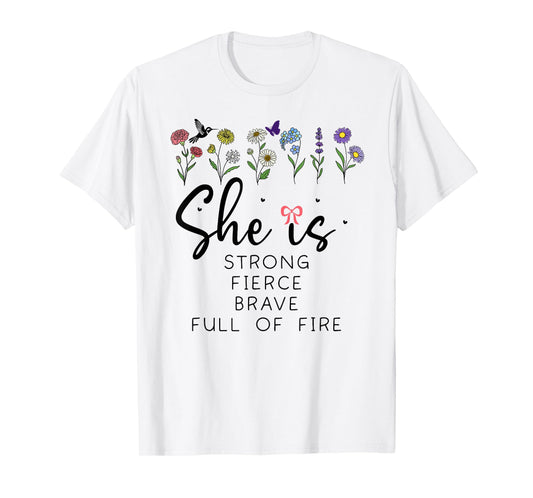 Proverbs 31 She is Strong Fierce Brave Full Fire Christian T-Shirt