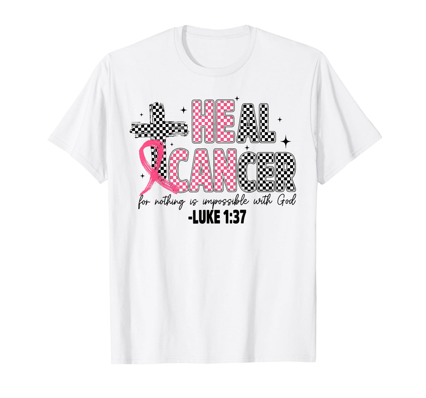 Heal Breast Cancer Coquette Christian God Faith Pink Ribbon T-Shirt