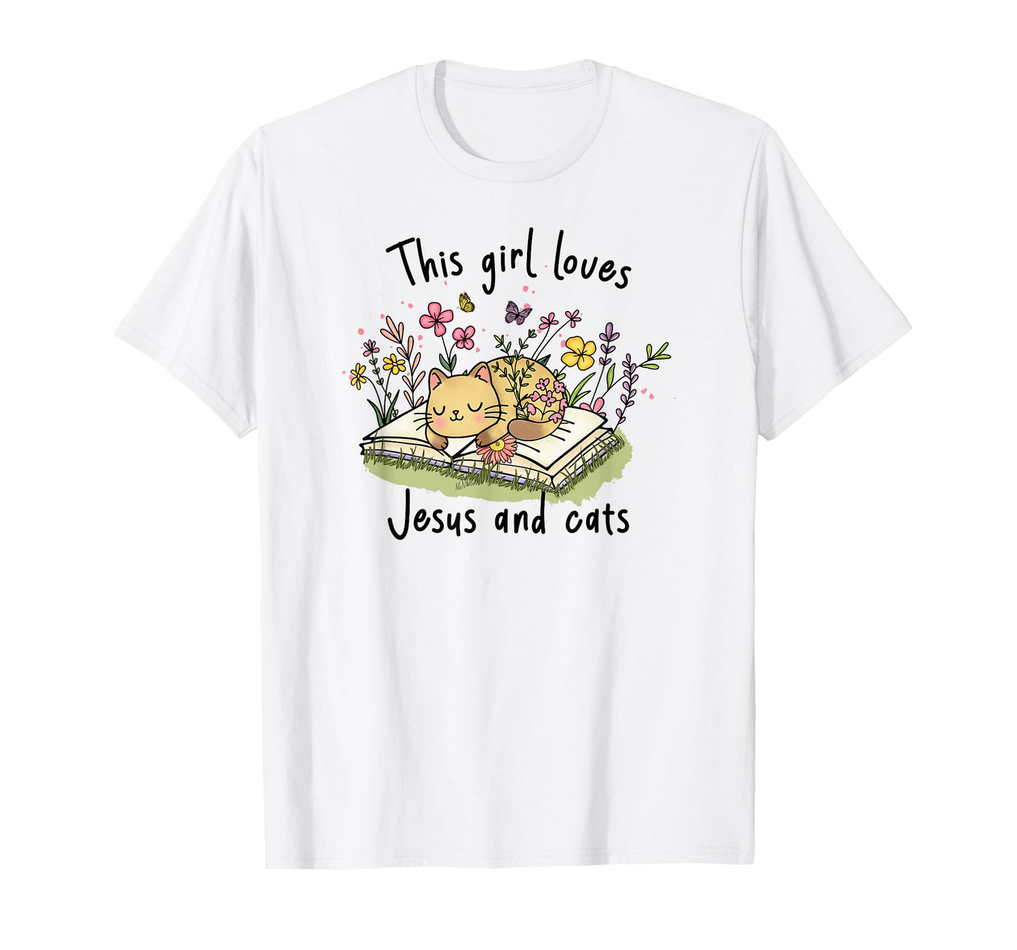 This Girl Loves Jesus And Cats Cute Christian T-Shirt