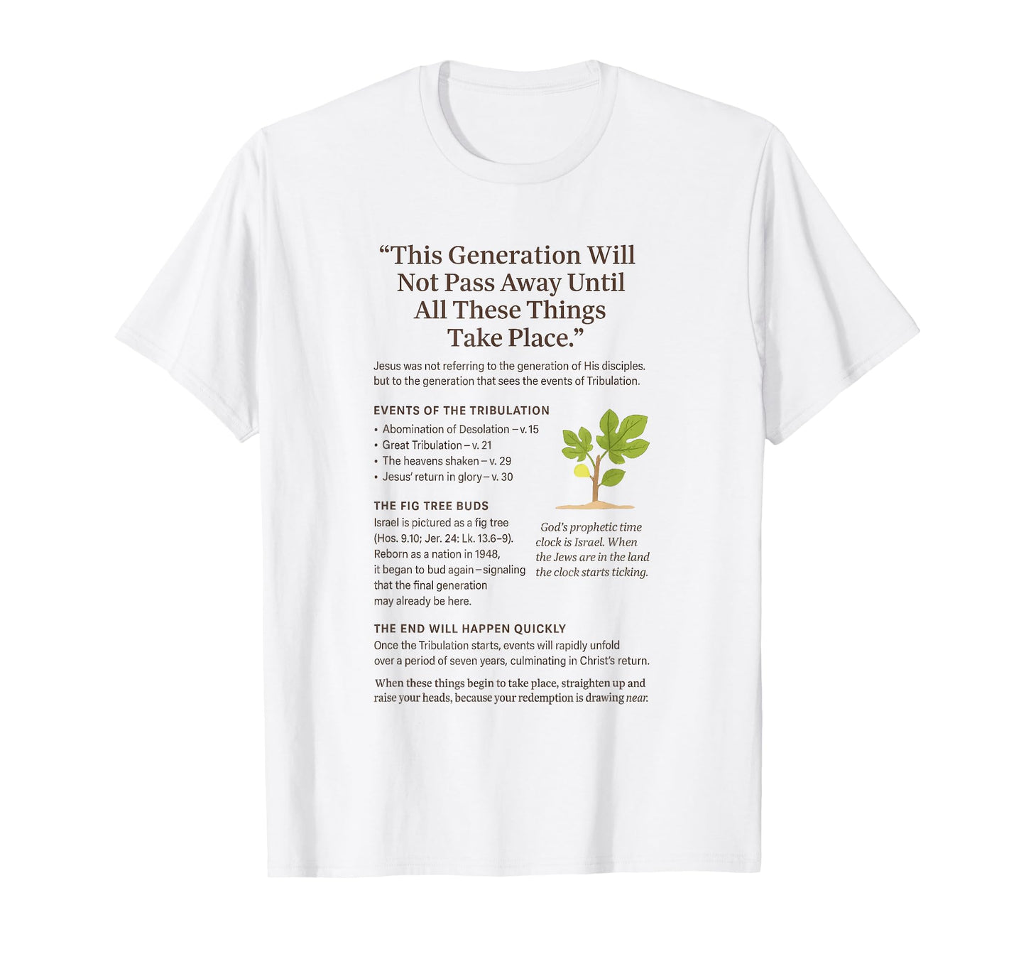 Fig Tree Israel Generation Shall Not Pass Away T-Shirt