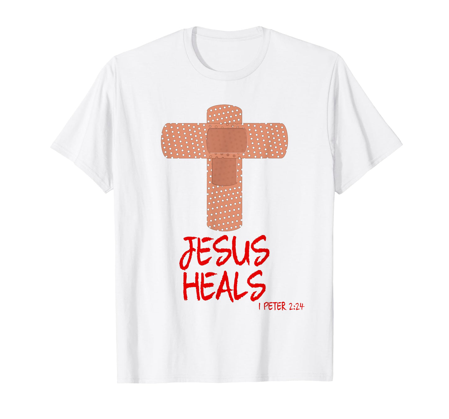 JESUS HEALS Christian Cross Nurse Mom Women Wife Gift T-Shirt