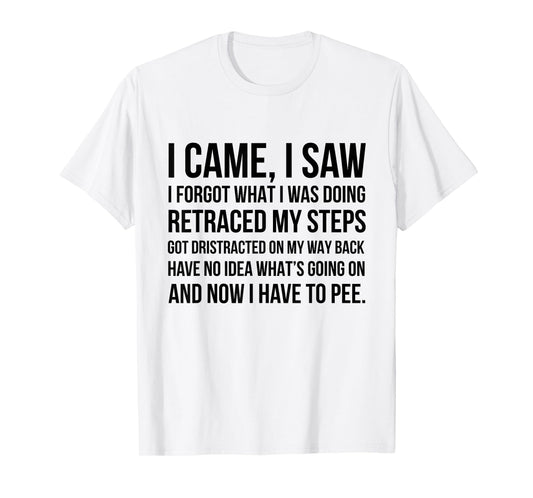 I Came I Saw I Forgot What I Was Doing Retraced My Steps Got T-Shirt