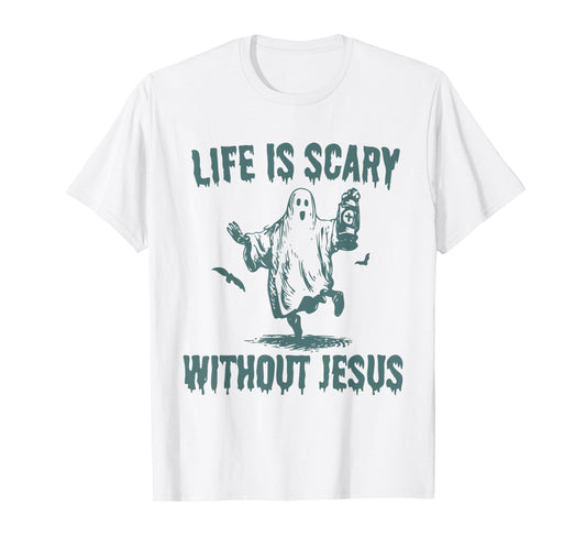 Spooky Life Is Scary Without Jesus Christian Halloween T-Shirt